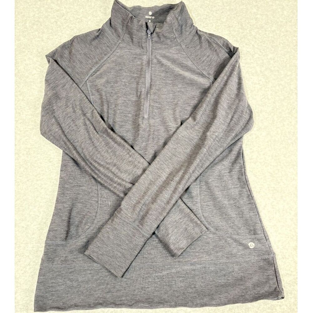 Apana Women's M Gray Long Sleeve Athletic Yoga Top Thumbholes Cowl Neck